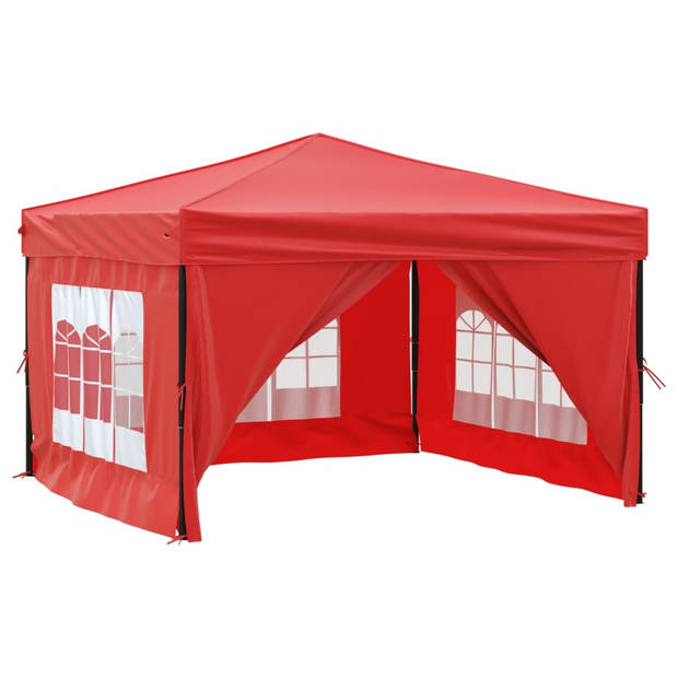 vidaXL Partytent inklapbaar met zijwanden 3x3 m rood