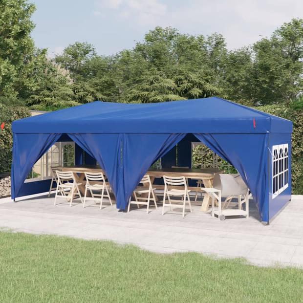 vidaXL Partytent inklapbaar met zijwanden 3x6 m blauw