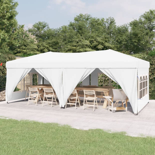 vidaXL Partytent inklapbaar met zijwanden 3x6 m wit