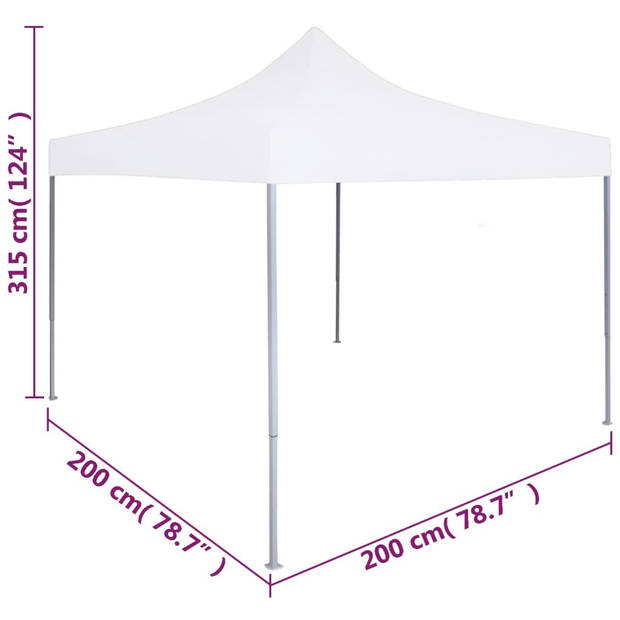 vidaXL Partytent professioneel inklapbaar 2x2 m staal wit