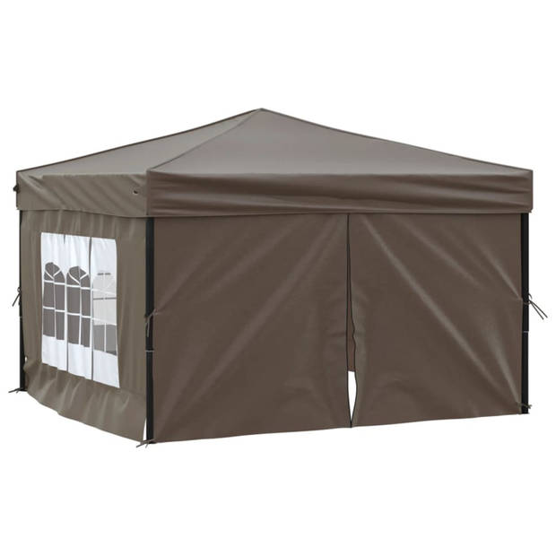 vidaXL Partytent inklapbaar met zijwanden 3x3 m taupe