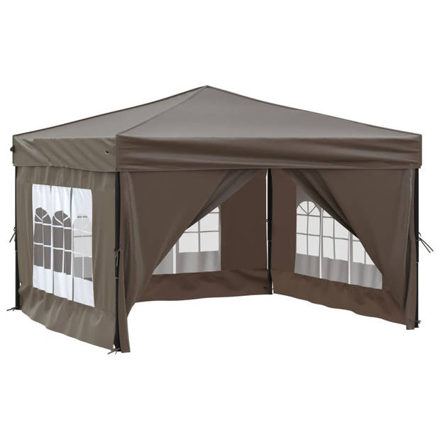 vidaXL Partytent inklapbaar met zijwanden 3x3 m taupe