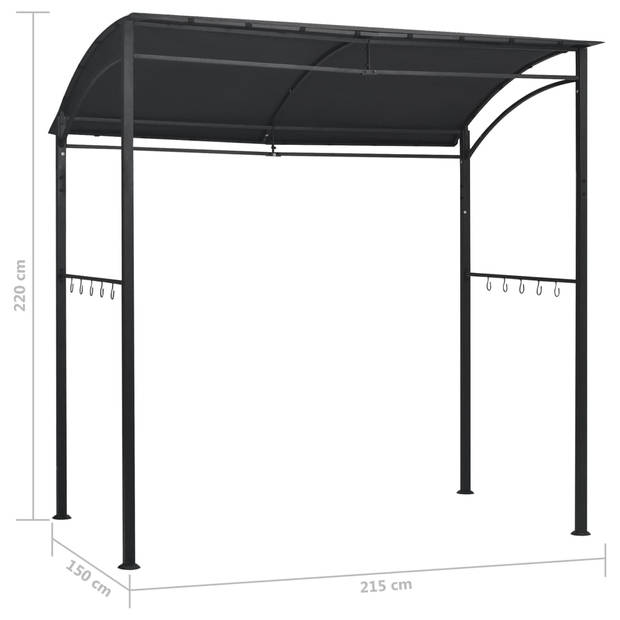 vidaXL Barbecue paviljoen 215x150x220 cm staal antraciet