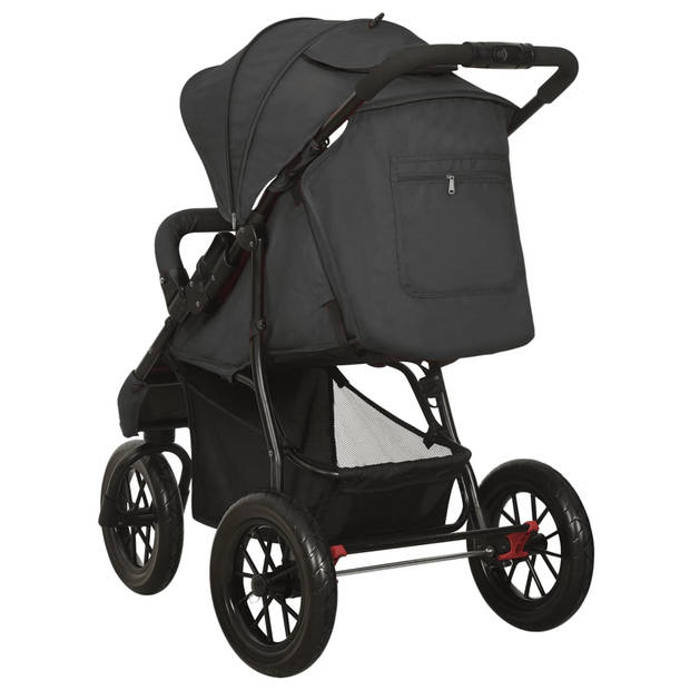 vidaXL Kinderwagen staal antracietkleurig