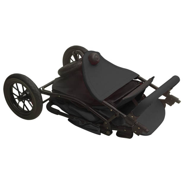 vidaXL Kinderwagen staal antracietkleurig