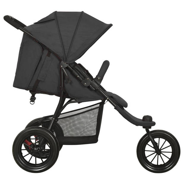 vidaXL Kinderwagen staal antracietkleurig