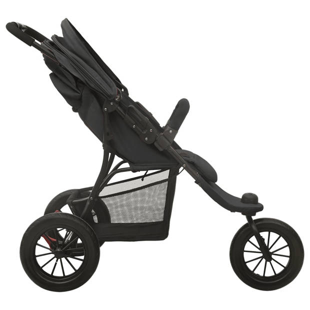 vidaXL Kinderwagen staal antracietkleurig