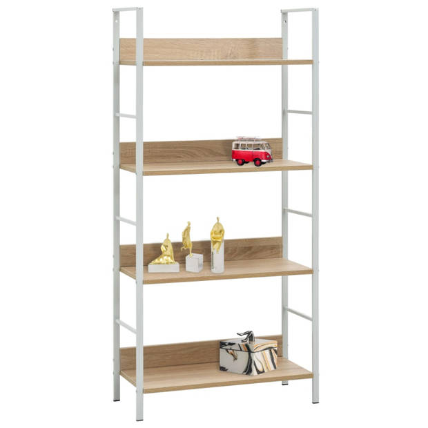 vidaXL Boekenkast 4 schappen 60x27,6x124,5 cm bewerkt hout eikenkleur