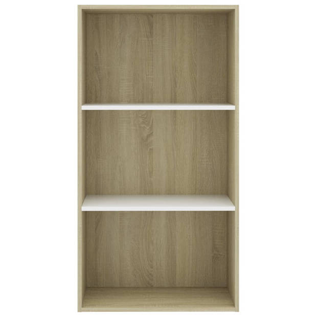 vidaXL Boekenkast 3 schappen 60x30x114 cm hout wit sonoma eikenkleur