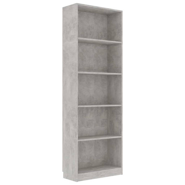 vidaXL Boekenkast met 5 schappen 60x24x175 cm bewerkt hout betongrijs