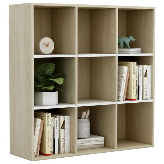 vidaXL Boekenkast 98x29x97,5cm bewerkt hout wit en sonoma eikenkleurig