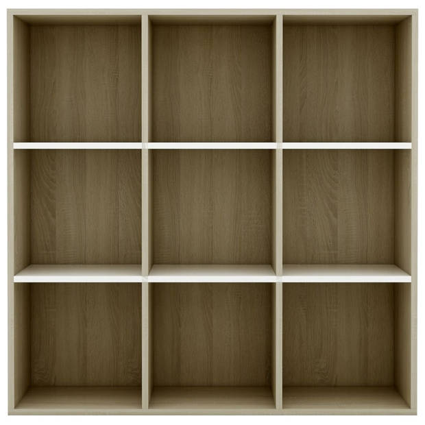 vidaXL Boekenkast 98x29x97,5cm bewerkt hout wit en sonoma eikenkleurig