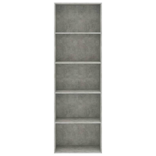 vidaXL Boekenkast met 5 schappen 60x30x189 cm bewerkt hout betongrijs