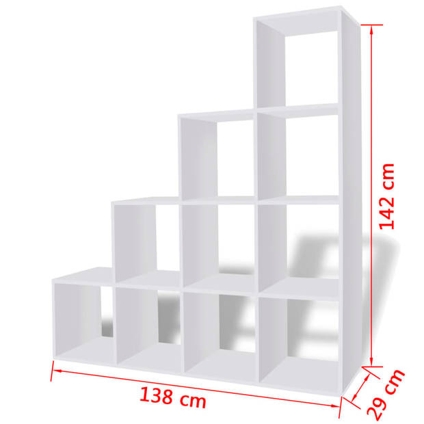 vidaXL Boekenkast/presentatiemeubel trapvormig 142 cm wit