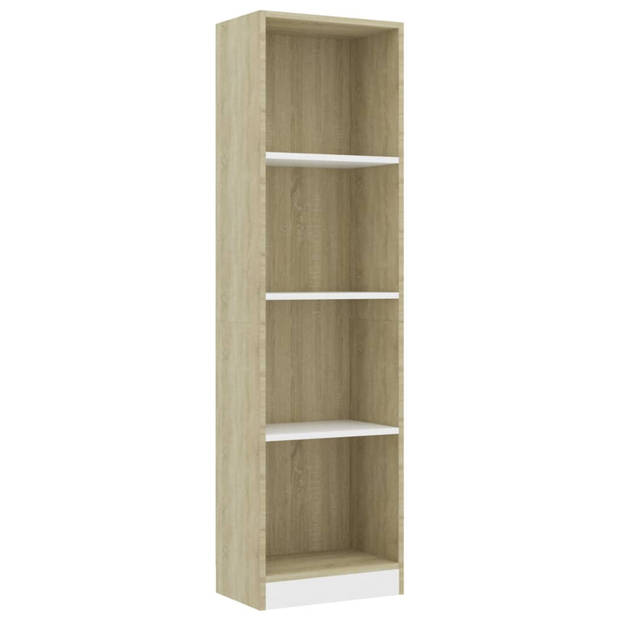 vidaXL Boekenkast met 4 schappen 40x24x142cm bewerkt hout wit en eiken