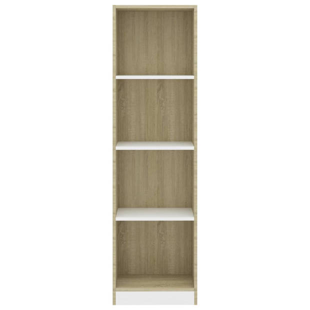 vidaXL Boekenkast met 4 schappen 40x24x142cm bewerkt hout wit en eiken