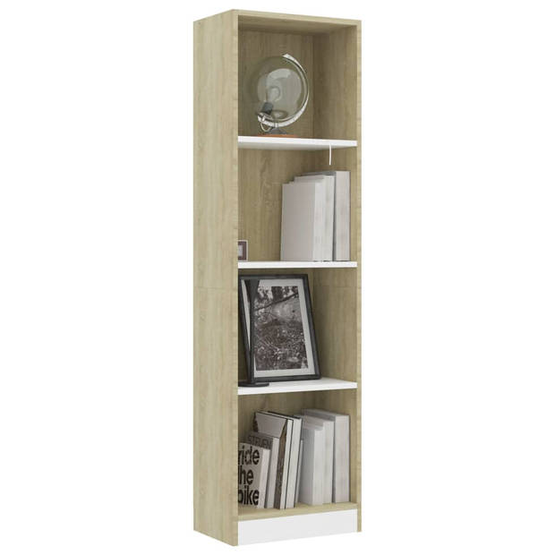 vidaXL Boekenkast met 4 schappen 40x24x142cm bewerkt hout wit en eiken