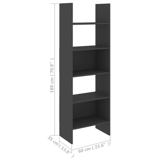 vidaXL Boekenkast 60x35x180 cm bewerkt hout grijs