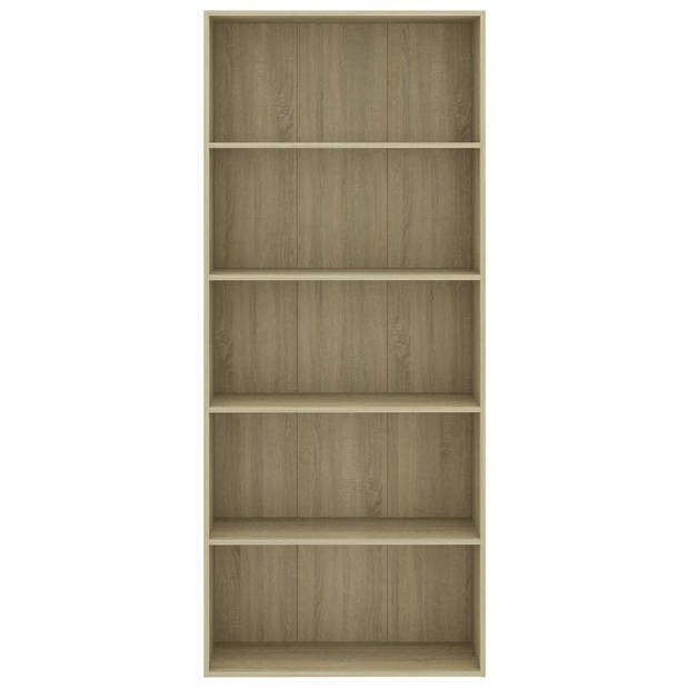 vidaXL Boekenkast 5 schappen 80x30x189 cm bewerkt hout sonoma eiken