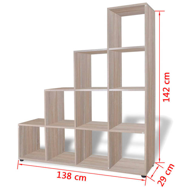 vidaXL Boekenkast/presentatiemeubel trapvormig 142 cm eikenkleur