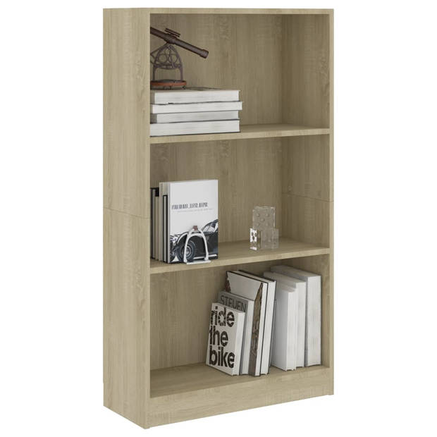 vidaXL Boekenkast met 3 schappen 60x24x109 cm bewerkt hout sonoma eik