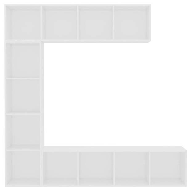 vidaXL 3-delige Boekenkast-/tv-meubelset 180x30x180 cm wit