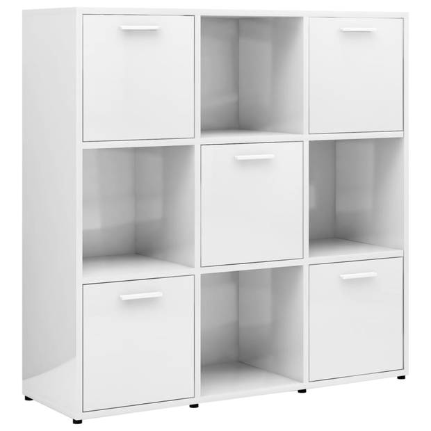 vidaXL Boekenkast 90x30x90 cm bewerkt hout hoogglans wit