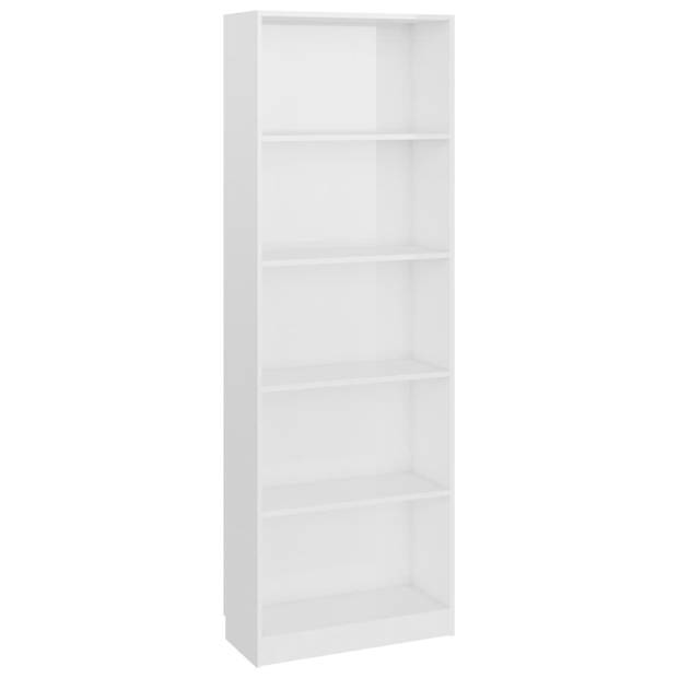 vidaXL Boekenkast 5 schappen 60x24x175 cm bewerkt hout hoogglans wit