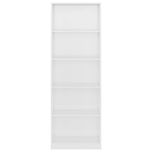 vidaXL Boekenkast 5 schappen 60x24x175 cm bewerkt hout hoogglans wit