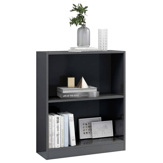 vidaXL Boekenkast 60x24x76 cm bewerkt hout hoogglans grijs