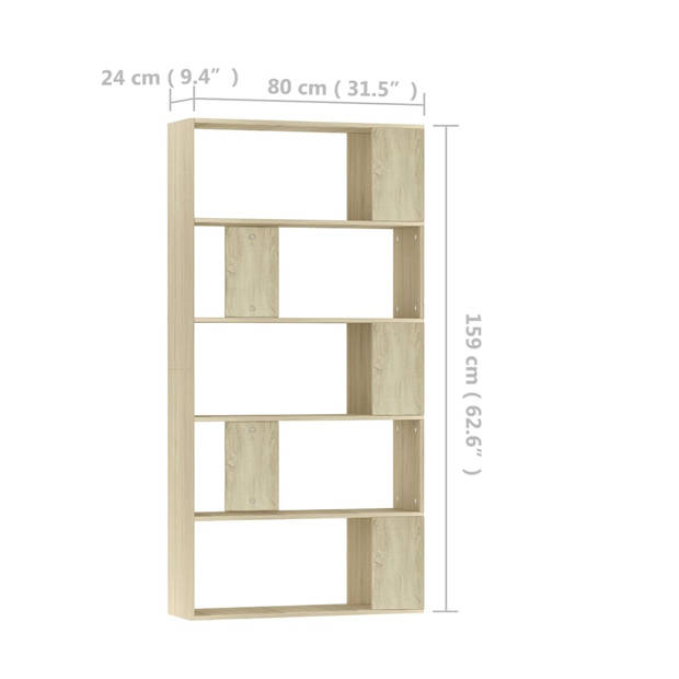 vidaXL Boekenkast/kamerscherm 80x24x159 cm bewerkt hout sonoma eiken