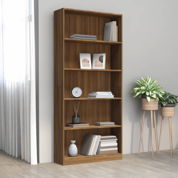 vidaXL Boekenkast 80x24x175 cm bewerkt hout bruin eikenkleur