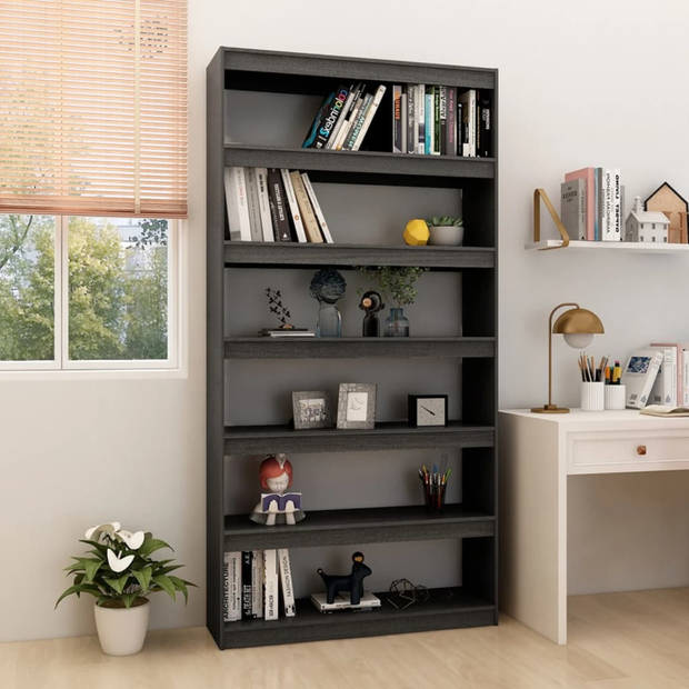 vidaXL Boekenkast/kamerscherm 100x30x200 cm massief grenenhout grijs