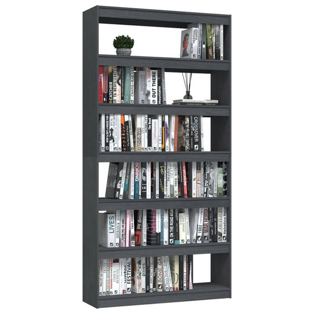 vidaXL Boekenkast/kamerscherm 100x30x200 cm massief grenenhout grijs