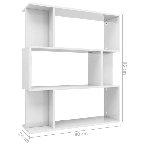 vidaXL Boekenkast/kamerscherm 80x24x96 cm hoogglans wit