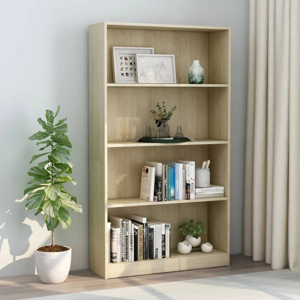 vidaXL Boekenkast met 4 schappen 80x24x142 cm bewerkt hout sonoma eik