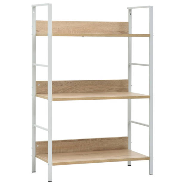 vidaXL Boekenkast 3 schappen 60x27,6x90,5 cm bewerkt hout eikenkleurig