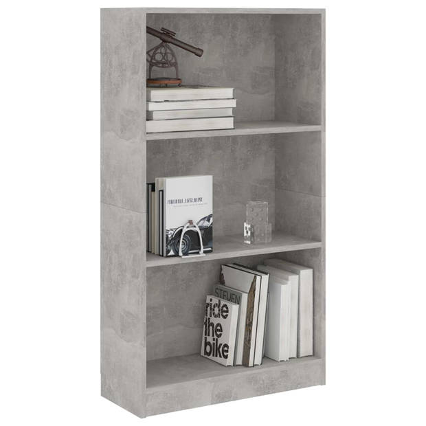 vidaXL Boekenkast met 3 schappen 60x24x109 cm bewerkt hout betongrijs