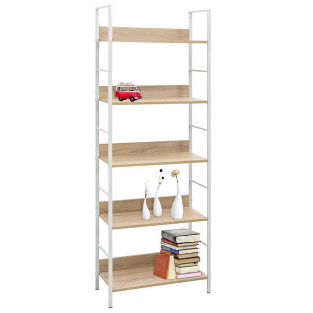 vidaXL Boekenkast 5 schappen 60x27,6x158,5 cm bewerkt hout eikenkleur