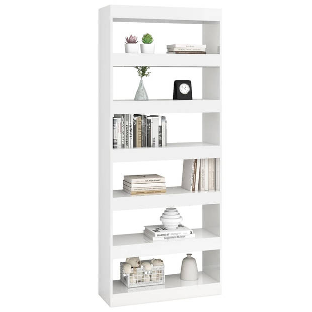 vidaXL Boekenkast/kamerscherm 80x30x198 cm bewerkt hout hoogglans wit