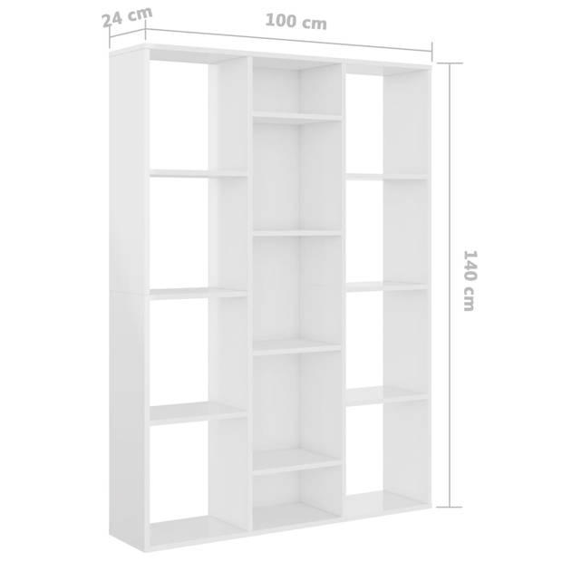 vidaXL Kamerscherm/boekenkast 100x24x140 cm bewerkt hout hoogglans wit