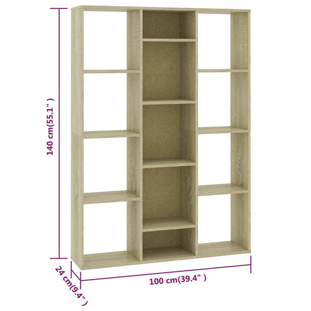 vidaXL Kamerscherm/boekenkast 100x24x140 cm bewerkt hout eikenkleurig