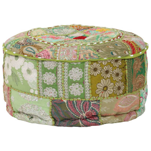 vidaXL Poef patchwork rond handgemaakt 40x20 cm katoen groen