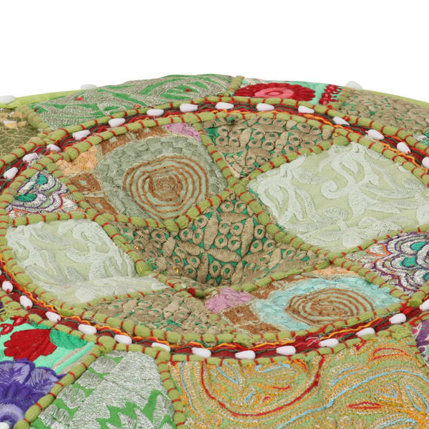 vidaXL Poef patchwork rond handgemaakt 40x20 cm katoen groen