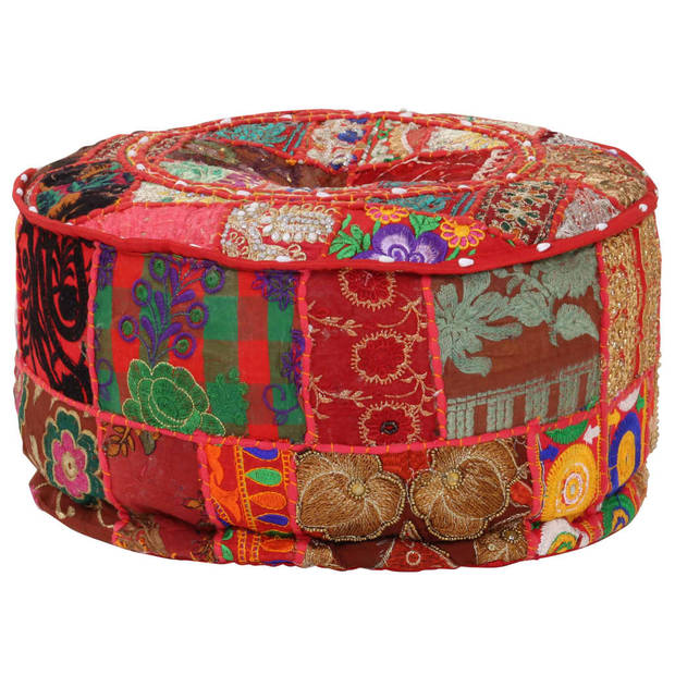 vidaXL Poef patchwork rond handgemaakt 40x20 cm katoen rood