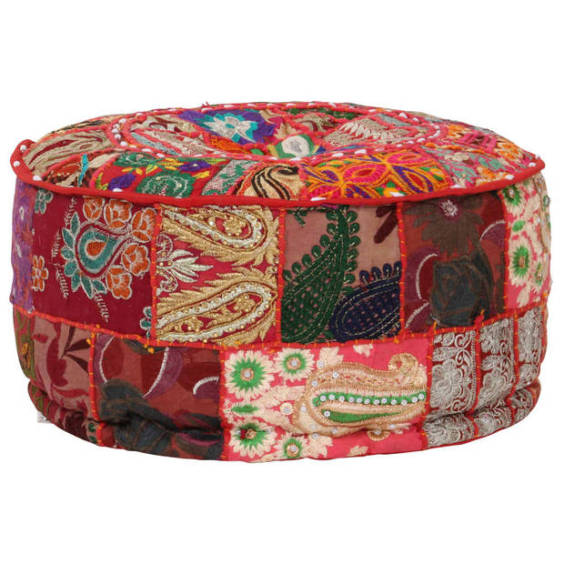 vidaXL Poef patchwork rond handgemaakt 40x20 cm katoen rood