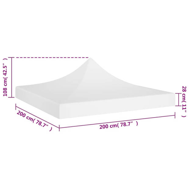 vidaXL Partytentdak 270 g/m² 2x2 m wit