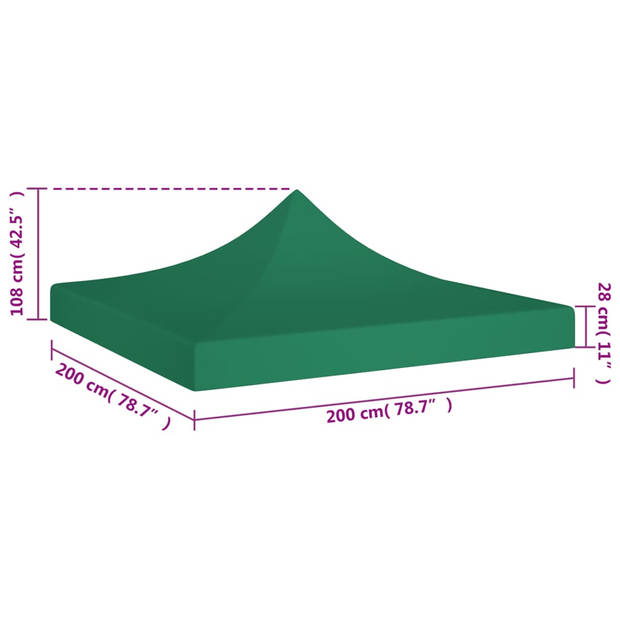 vidaXL Partytentdak 270 g/m² 2x2 m groen