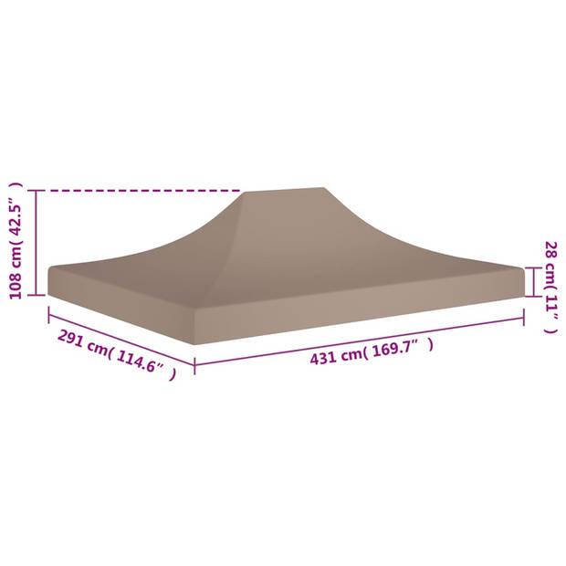 vidaXL Partytentdak 270 g/m² 4,5x3 m taupe