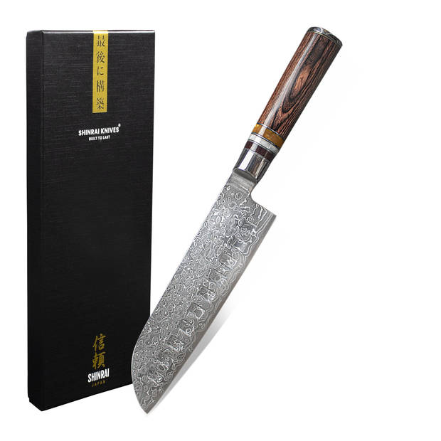 Shinrai Japan - Micarta Jewels Damascus Santoku 18 cm